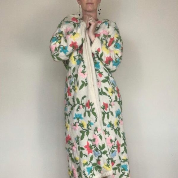 Win an incredible 1960s Embroidered Cardigan by shopping with us! 4 1960s Embroidered Floral Cardigan Longline Front